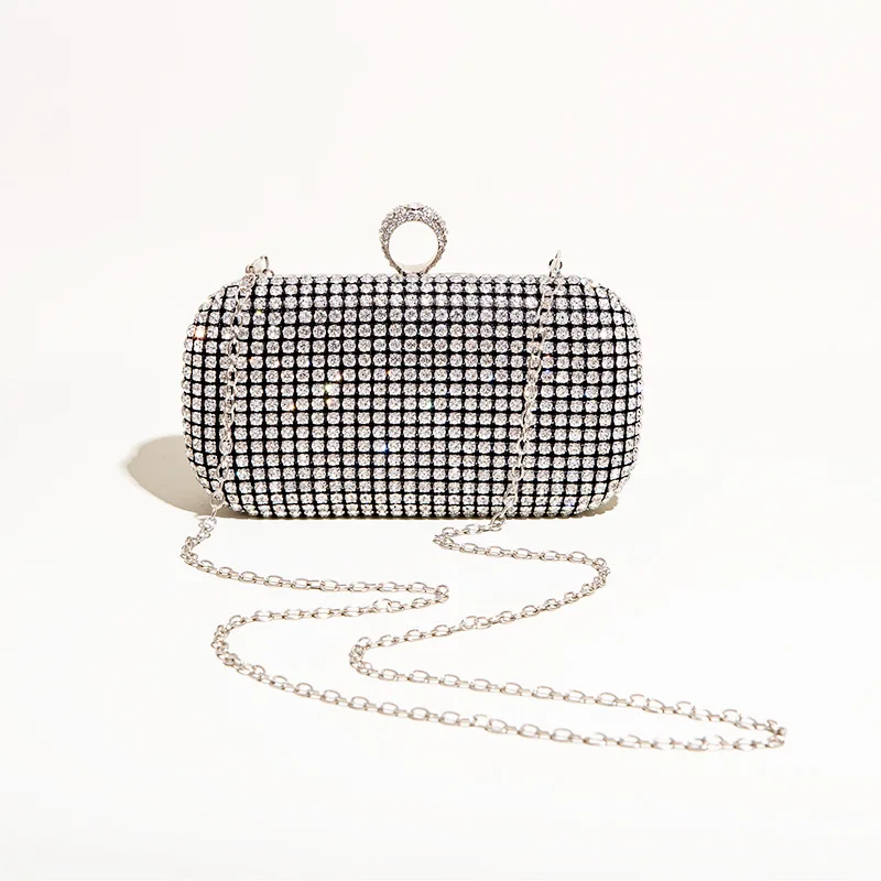 

Hand-studded Rhinestone Evening Bag for Women Shiny Clutch Chained Small Square Bag Wedding Party Prom Bag