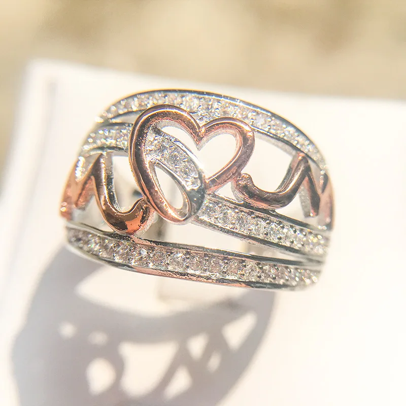 Новинка 2022 модное позолоченное Золотое кольцо с розовым сердечком Love Mom для