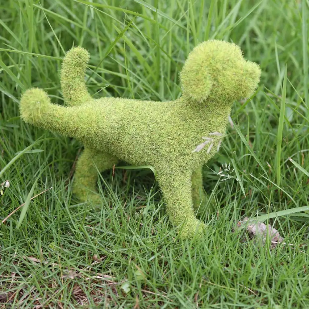 

Hot Outdoor Courtyard Cute Dog Statues Grass Green Simulation Flocking Moss Puppy Grass Garden Decor Figurines Ornaments Pu G5i4