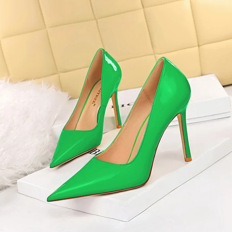 

BIGTREE Shoes Patent Leather Heels 2022 Fashion Woman Pumps Stiletto Women Shoes Sexy Party Shoes Women High Heels 4 Colour