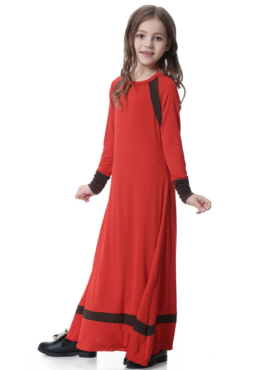 2022 Arab  Children Girl Abaya for 4-14Years Dubai Kaftan Bangladesh Long Linen Maxi Muslim Hijab Dress Turkish Islamic Clothing