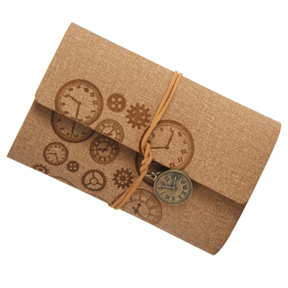 

Notebook Loose-Leaf Writing Book Diary with Retro Rope Winded Case for Friends Teachers Birthday Gifts (Khaki, Gear