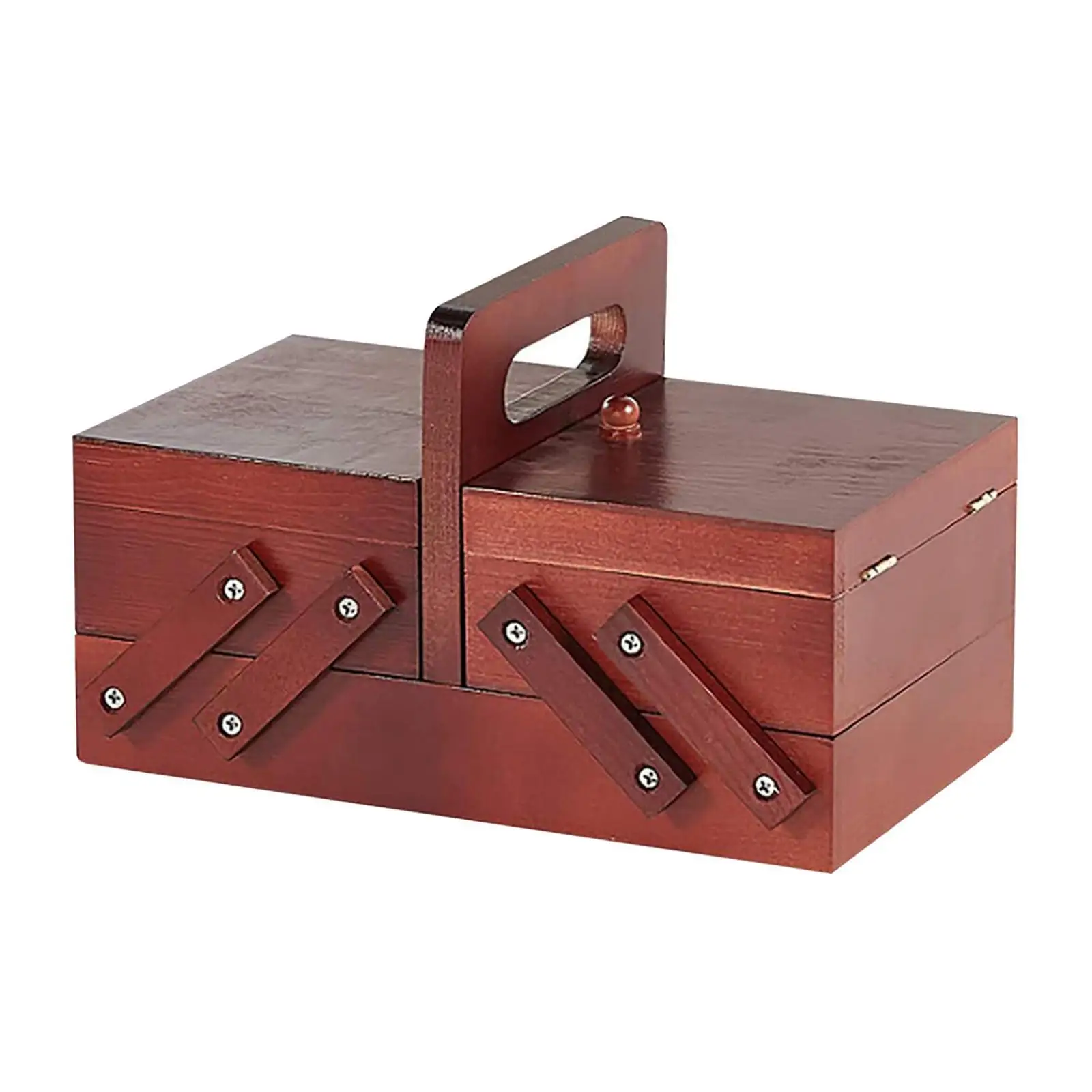 

Foldable Sewing Box Needles Thread Scissors Sew Basket Jewelry Boxes Natural