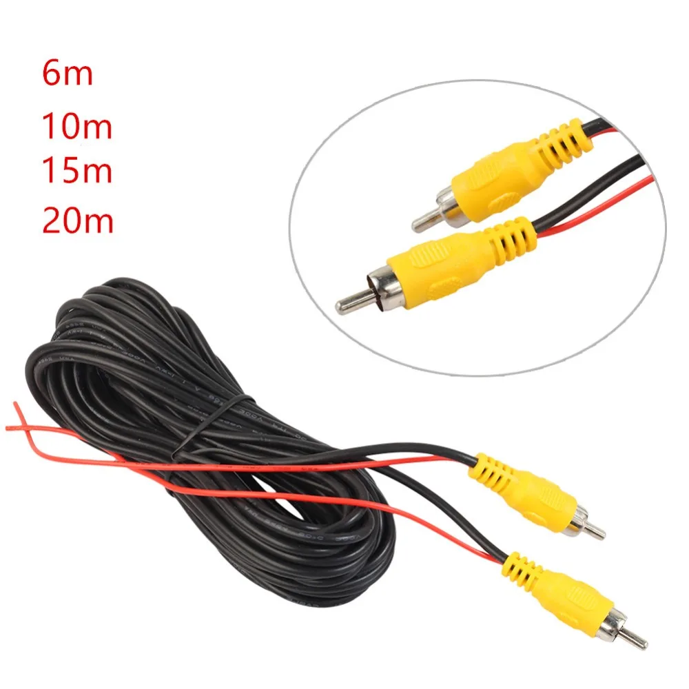 

New 6m 10m 15m 20m Car RCA CAR Reverse Rear View Parking Camera Video Cable With Trigger Wire For All Car Camera Cable