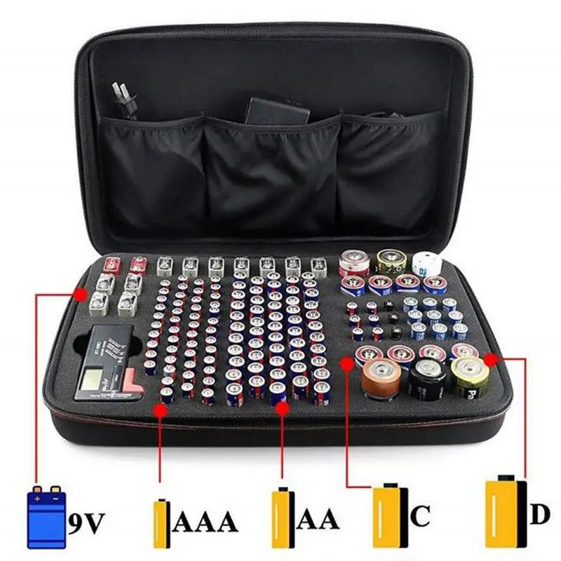

Portable Carrying AA AAA C D 9V Battery Storage Organizer Holder Super Hard EVA Case Box Holder For aaa/aa/18650/9V Battery