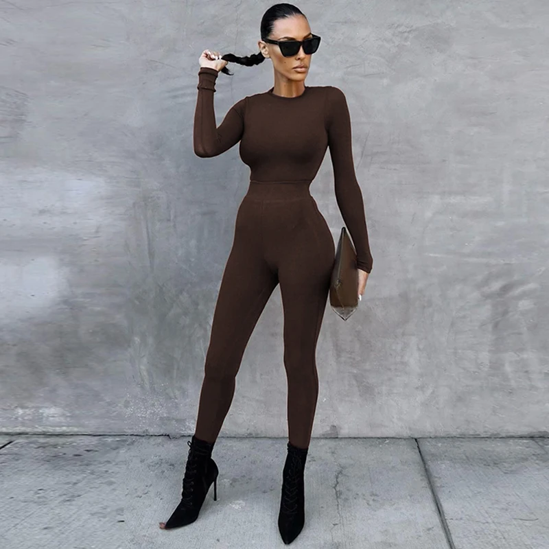 Весенне-осенний Женский Топ с длинным рукавом боди длинные брюки комплект из