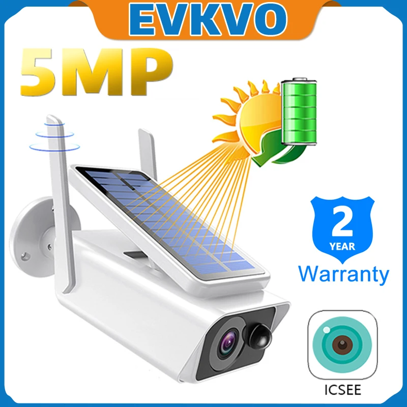 5MP Solar IP Security Camera PIR Motion Sensor Battery Power Two Way Audio Wireless Wifi CCTV Video Surveillance | Безопасность и