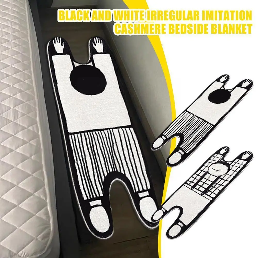 

Kitchen Bath Absorbent Soft Rug Black White Decor Japanese Shaggy Children Mat Style Carpet Simple Door Bedroom Bedside Q4z1