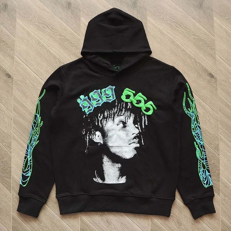 

Fluorescent Green Young Thug Logo Hoodie Men Women Spider Hoodie Web Sweatshirts 555555 Pullovers