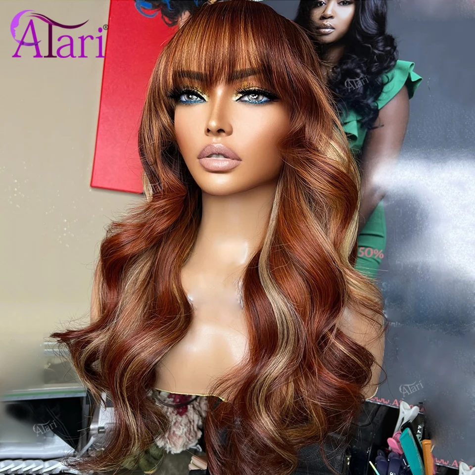 Рыжий Оранжевый Блондин Мелирование 5x5 Парики из натуральных волос Прозрачный