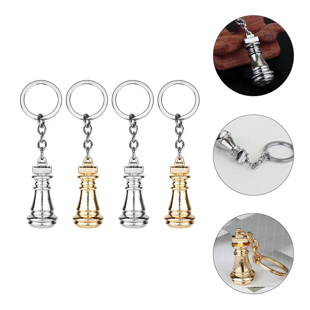 

4 Pcs Key Hanging Decoration Alloy Keyring Pendants Keychain Keys Birthday Present Chess Model Backpacks