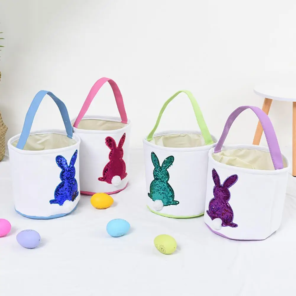 

Easter Storage Basket Delicate Add Atmospheres Canvas Bunny Pattern Egg Gifts Bag for Festival