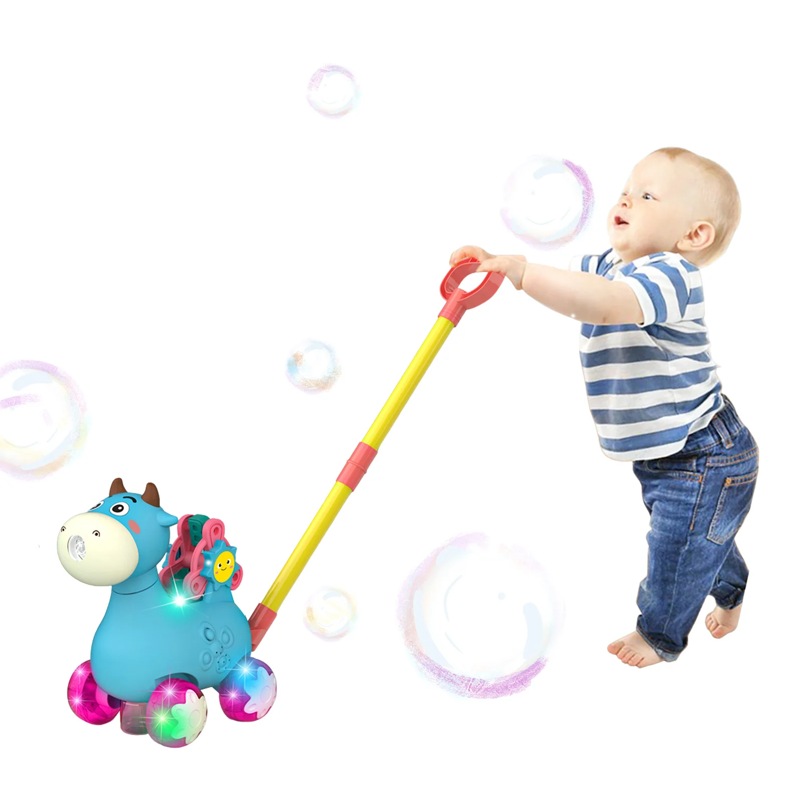 

Bubble Blower For Toddlers Toddlers Walking Learning Toy Lawn Mower Blow Bubbles Machine Comfortable Grip Interactive Music