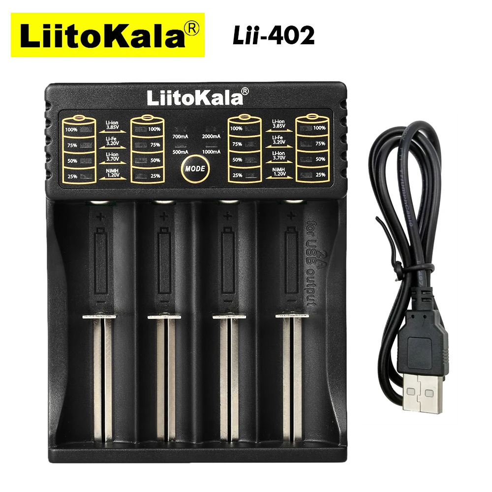 LiitoKala Lii-402 Smart Battery Charger 1.2V 3.7V 3.2V 3.85V AA/AAA for 18490 18350 17670 17500 16340 14500 10440 Batteries |