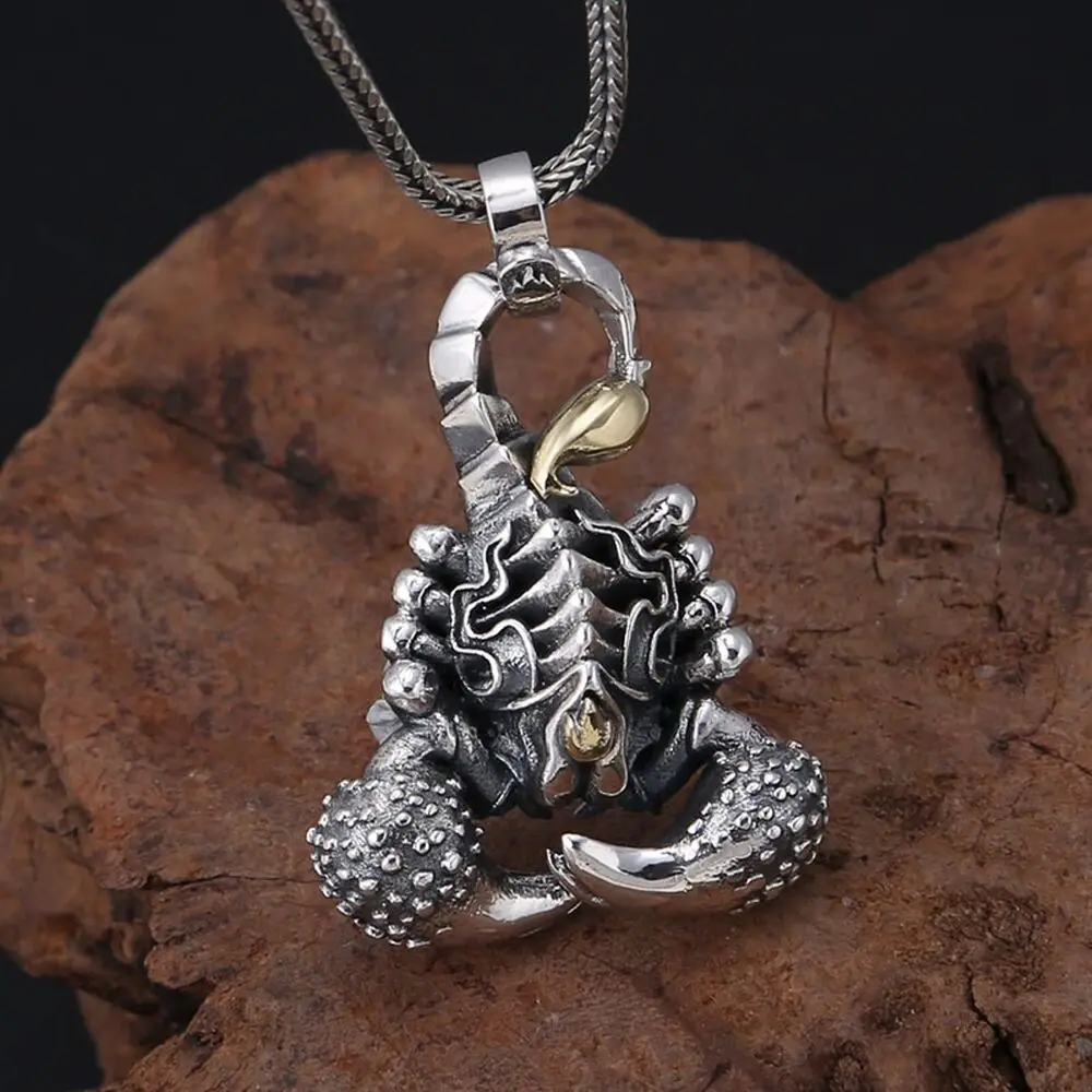 

Pure S925 Sterling Silver Men Gift Retro Lucky Unique Scorpion Pendant 30g