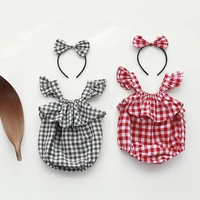 rinilucia 2022 new baby summer clothing newborn kids baby girl clothes ruffle romper plaid sleeveless jumpsuit outfits