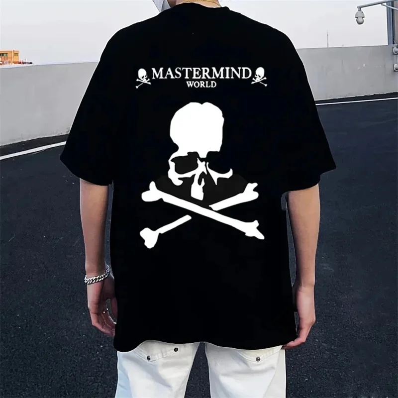

Mastermind Japan Men's T-Shirt 23SS Summer Black Skull Men's And Women's Style MMJ Letter Print Loose Cotton Short Sleeve Tops