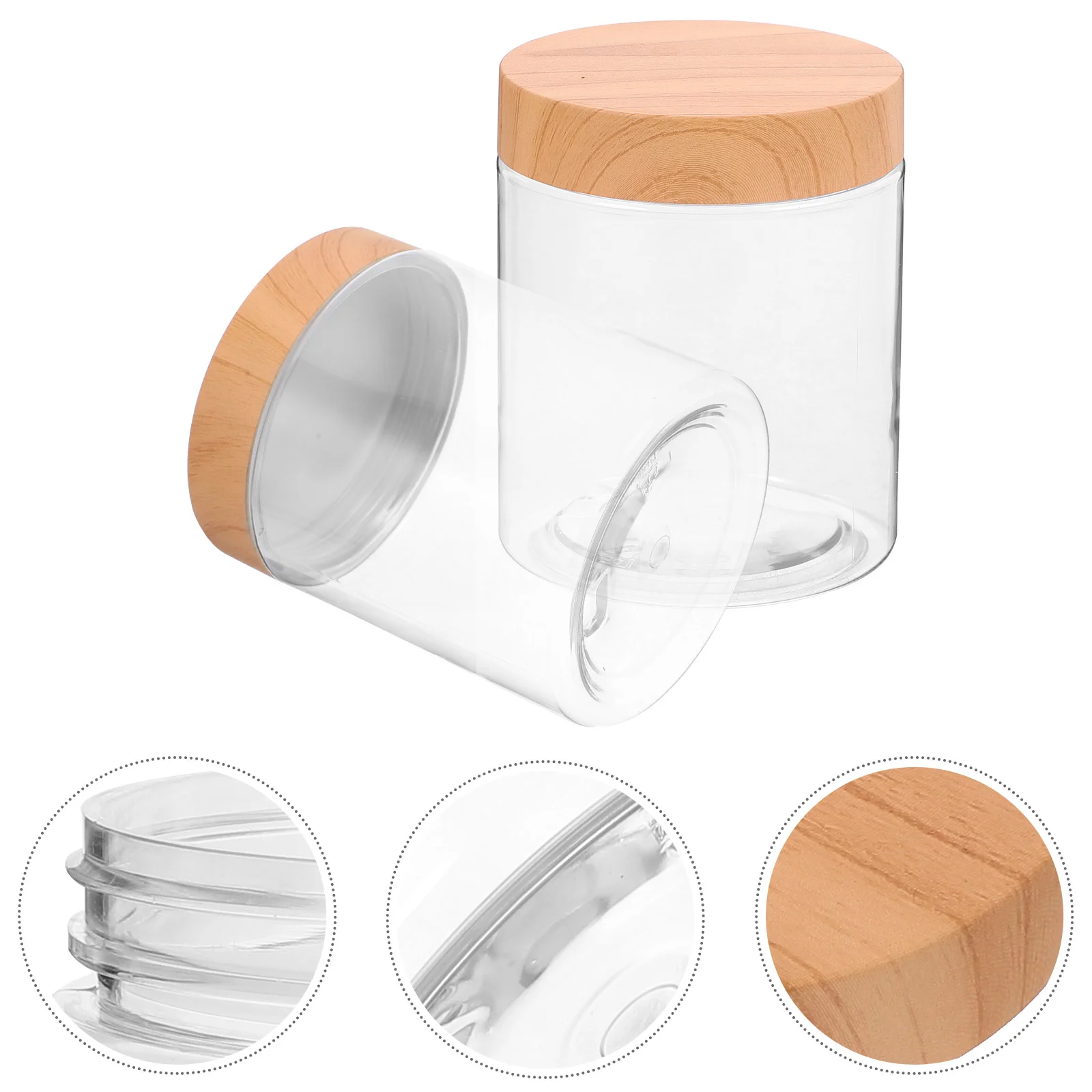 

6pcs Kitchen Dry Food Sealing Jars Clear Wide Mouth Cereals Nut Storage Jars
