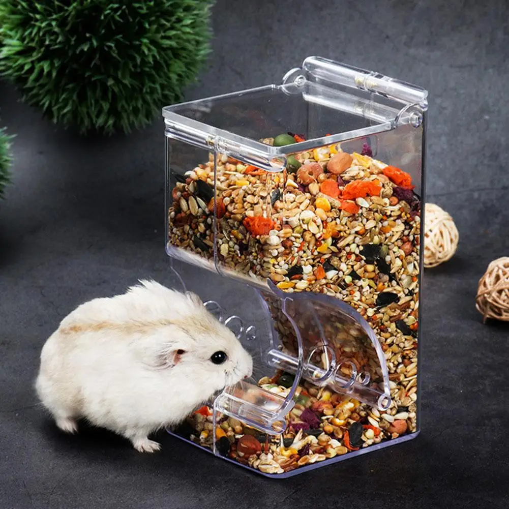 Plastic Hamster Rabbit Food Dispenser Feeder Clear Automatic Pet Feeder Food Bowl Container For Hamster Guinea Pigs