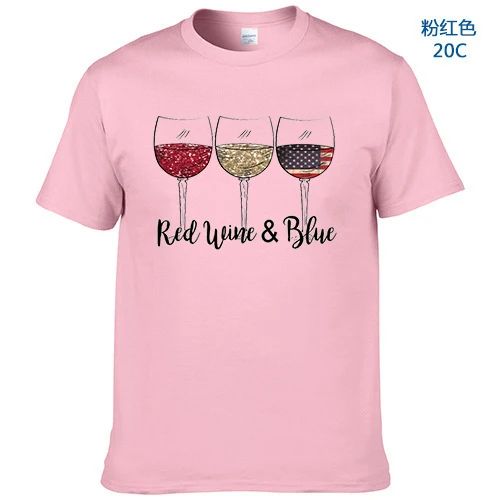 Red Wine 4th of July Shirts Men Red White Wine Glasses T-shirts Flag Wine Glasses Tee Men Patriotic Wine Top July 4th