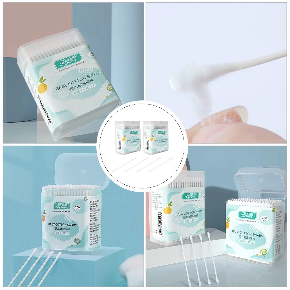 2 Boxes Baby Ear Cleaning Cotton Swabs Multi-purpose Makeup |