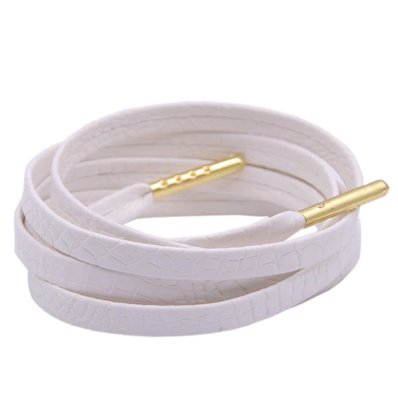 

Weiou Personality Leather Shoelaces 0.7 Cm Flat White Irregular Snake Skin Pattern Laces For Women Men Children Boots Sneakers