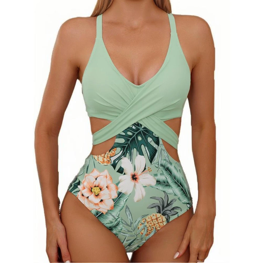 Женский слитный купальник Nike зеленый