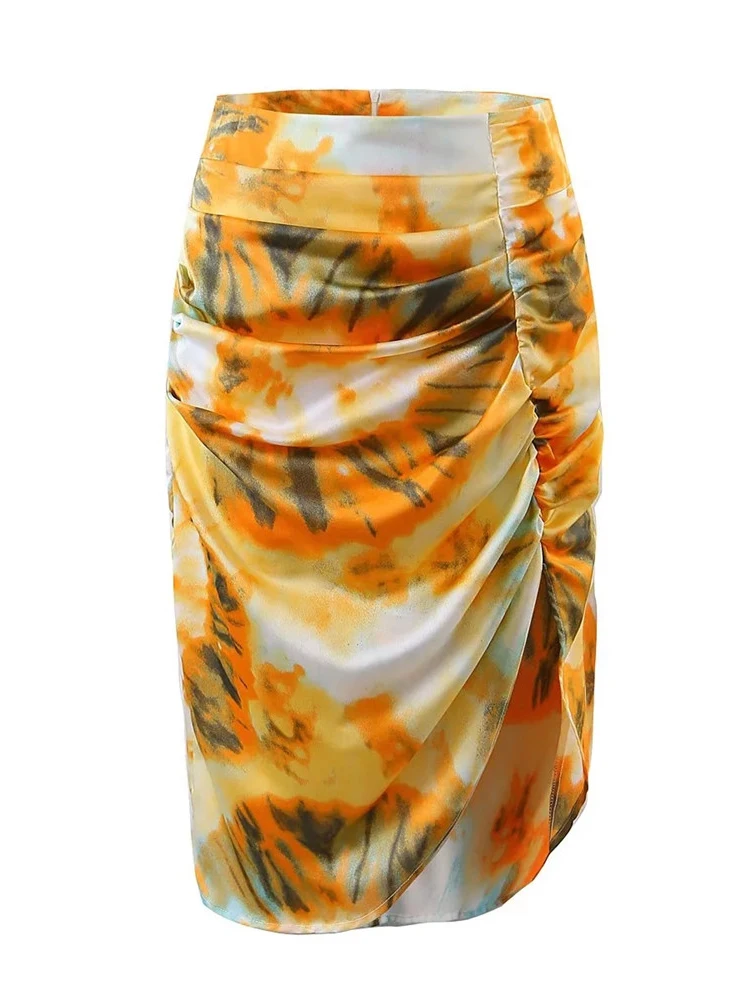 

Юбка Evfer женская с высокой талией, шикарная модная Асимметричная плиссированная юбка с принтом, Повседневная прямая, на лето