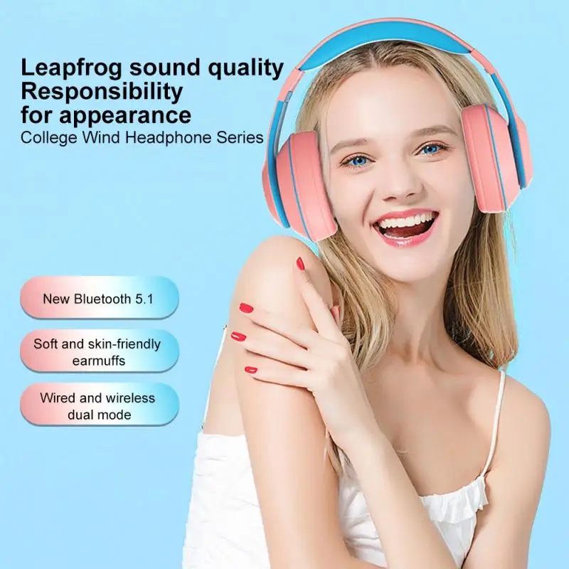 

Foldable Game Earphones Children Gift Over-Head Wireless Compatible V5.1 Headphone Colorful HIFI Stereo For Phone Pc Gaming New