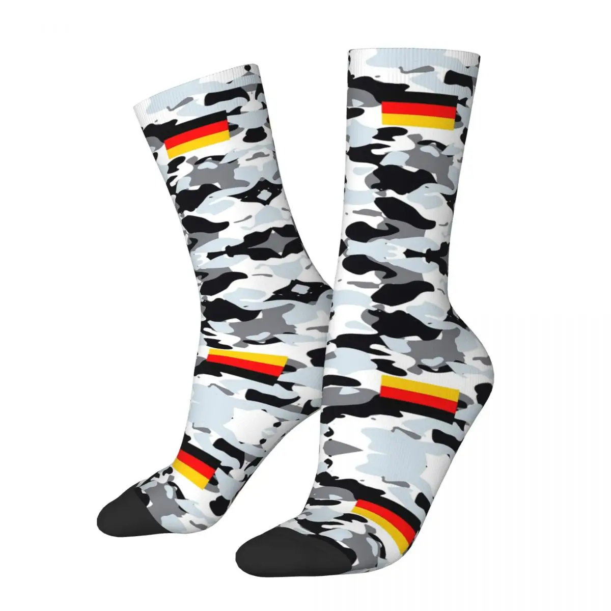 

Casual Urban Camouflage Military Style Germany Skateboard Socks Camo German Flag Polyester Crew Socks for Women Men Breathable