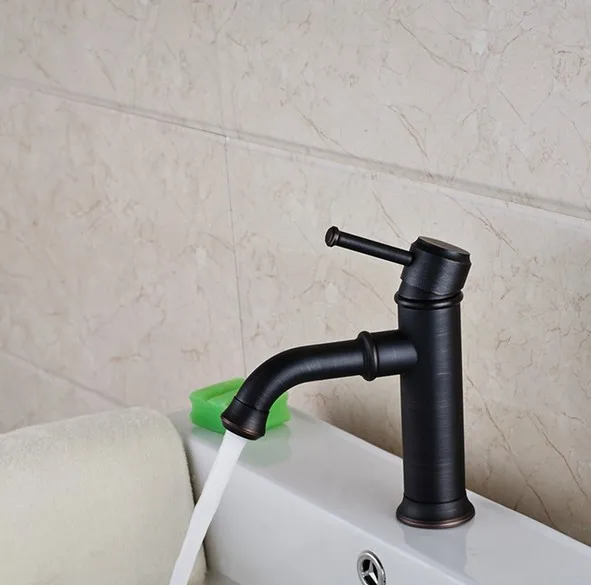 

Black Oil Rubbed Brass Bathroom Basin Sink Faucet Mixer Tap Single Handle One Hole Deck Mounted mnf286