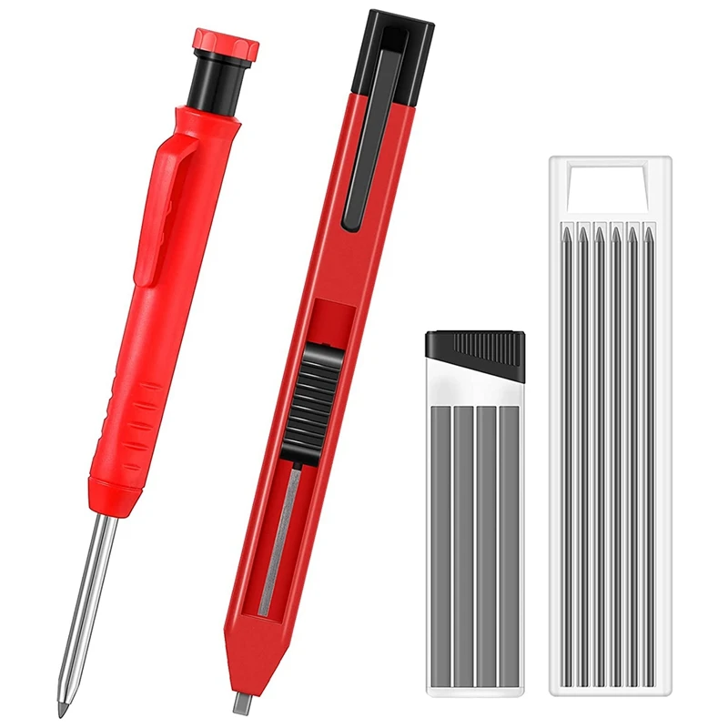 

2 упаковки карандашей для столярных работ и черных стержней, строительный маркер, карандаш со сменными стержнями, инструмент, ручки для дере...