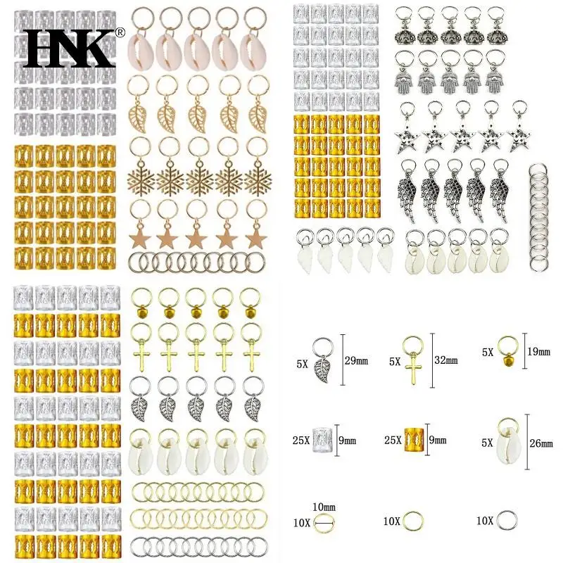 

50/160pcs Hair Braids Leaves Beads Women Silver Gold Color Hip-hop Hair Rings Braid Bead Hair Headband Braiders Accessories