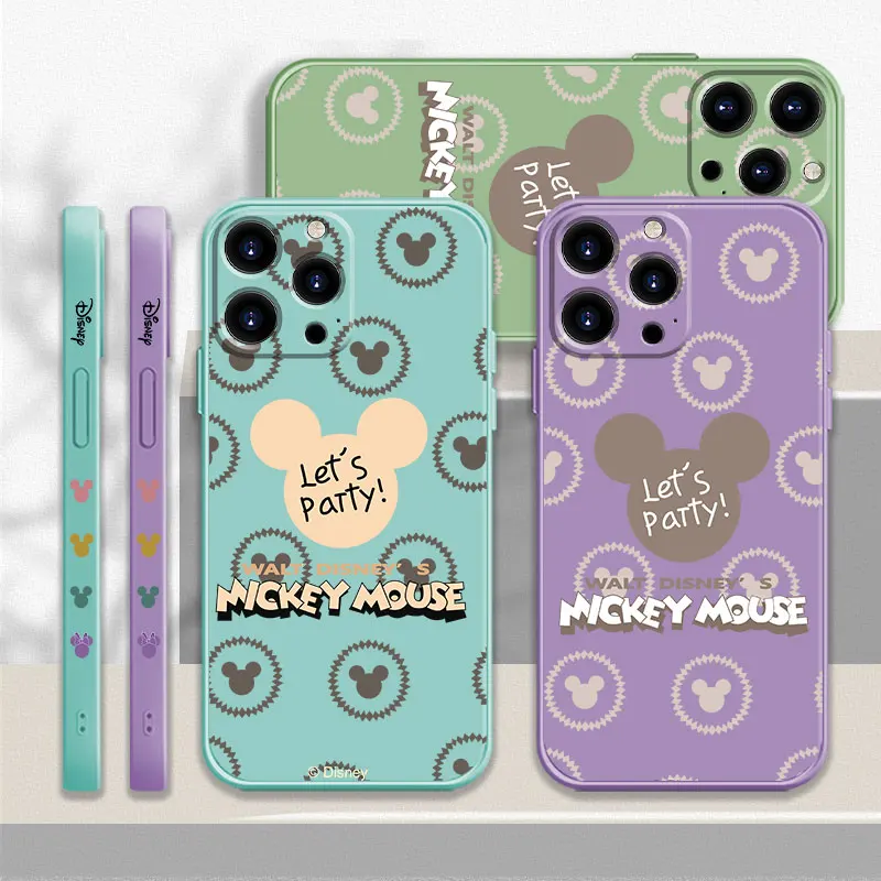 

Protective Square For iPhone 14 13 Pro Max 11 X 8 Plus 12 XS 7 XR 5 SE 6S 5S SE2 Mini Cover Minnie Mickey Simple Drawing