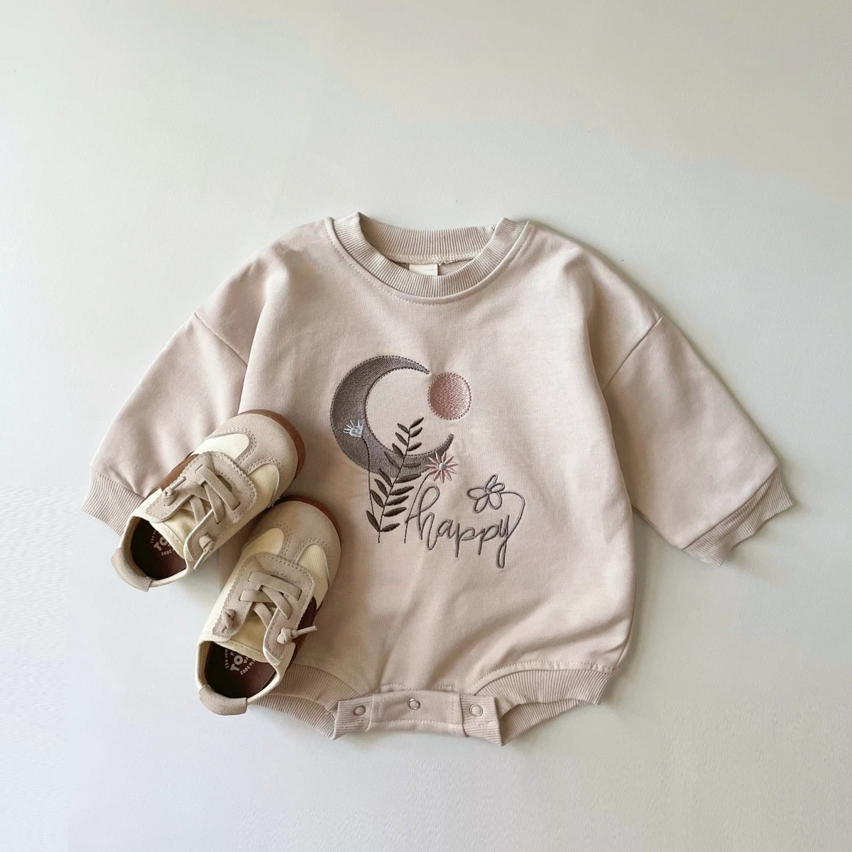 

INS Newborn Baby Girls Romper Sweatshirts Romper Clothing Floral Embroidery Baby Boys Jumpsuits Sweatshirt Korean Outfit Romper