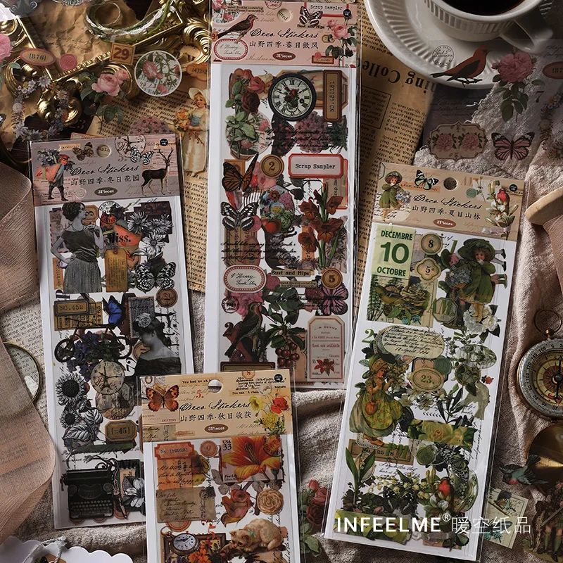 

3 шт. всесезонные декоративные ПВХ-наклейки для сада, этикетка для скрапбукинга, винтажный цветочный дневник, канцелярские принадлежности д...