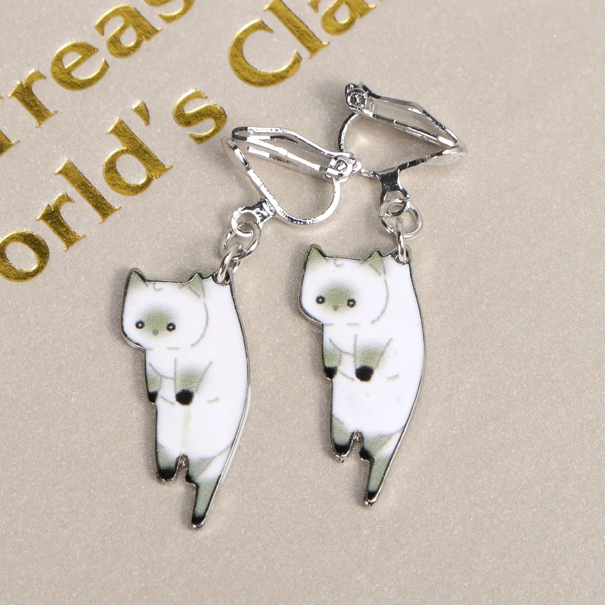 Зажимы для сережек с капельками масла зажимы пирсинга кошачьим узором серьги