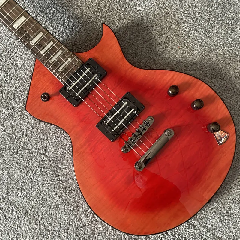 Настоящая 6-струнная электрическая гитара Ксавье красный Горелый клен Топ Алан