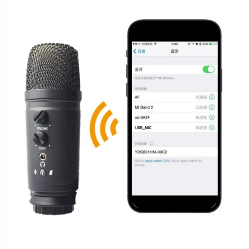 

Конденсаторный микрофон RGB с поддержкой Bluetooth и USB-портами
