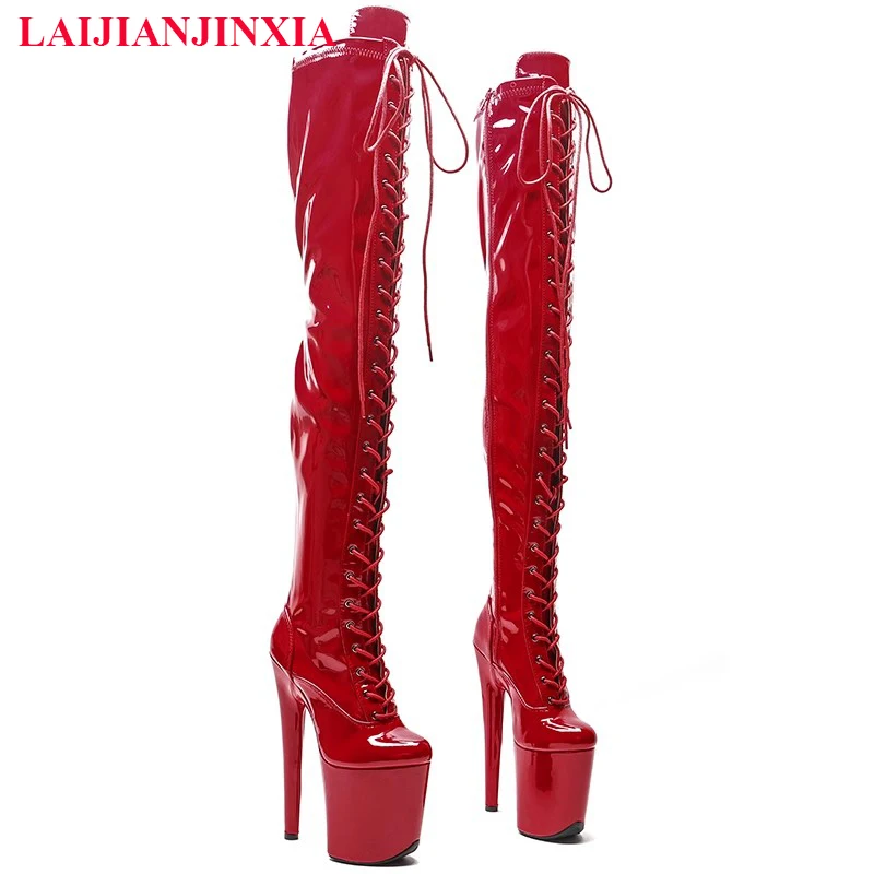 

LAIJIANJINXIA Nightclub Women's Pole Dancing Shoes Thigh Alt 20CM High Heels 8 Inch Over The Knee Boots Platform Sexy Stripper