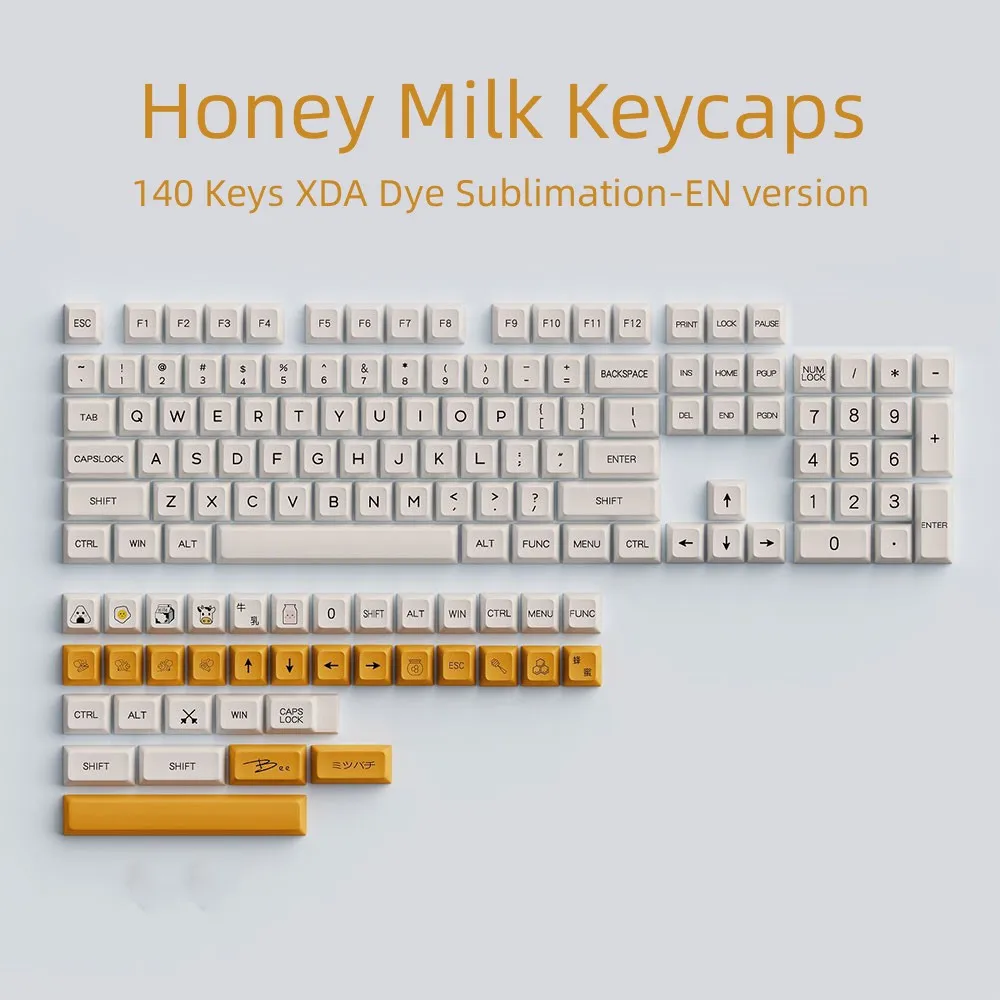 

PBT Keycap XDA Profile 140 Keys Honey Personalized English Japanese Key cap For Gaming Mechanical Keyboard Cherry MX Switch