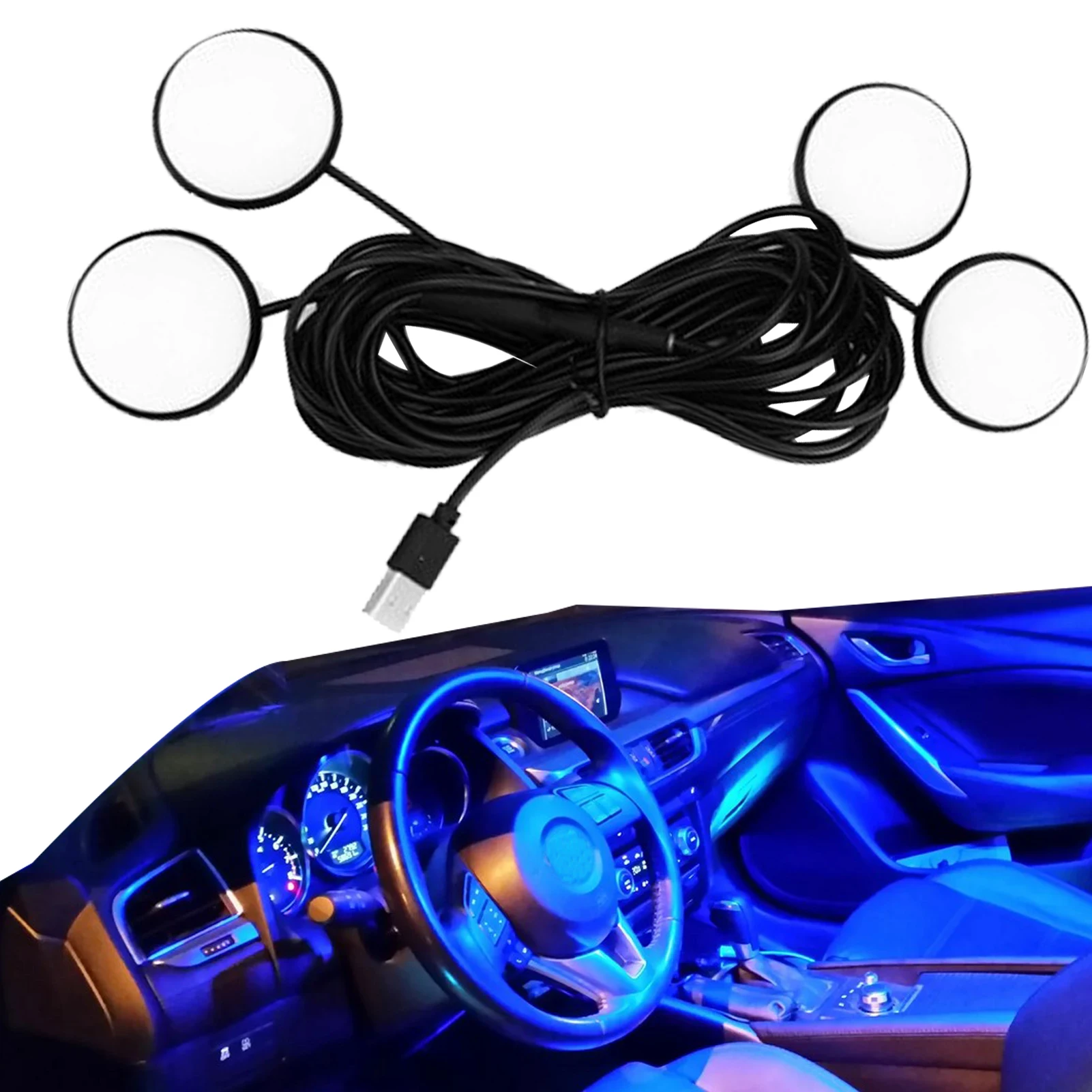 

Автомобильная декоративная лампа для интерьера, светодиодсветильник лампа для ног автомобиля, светодиодная атмосферная лампа, лампа для у...