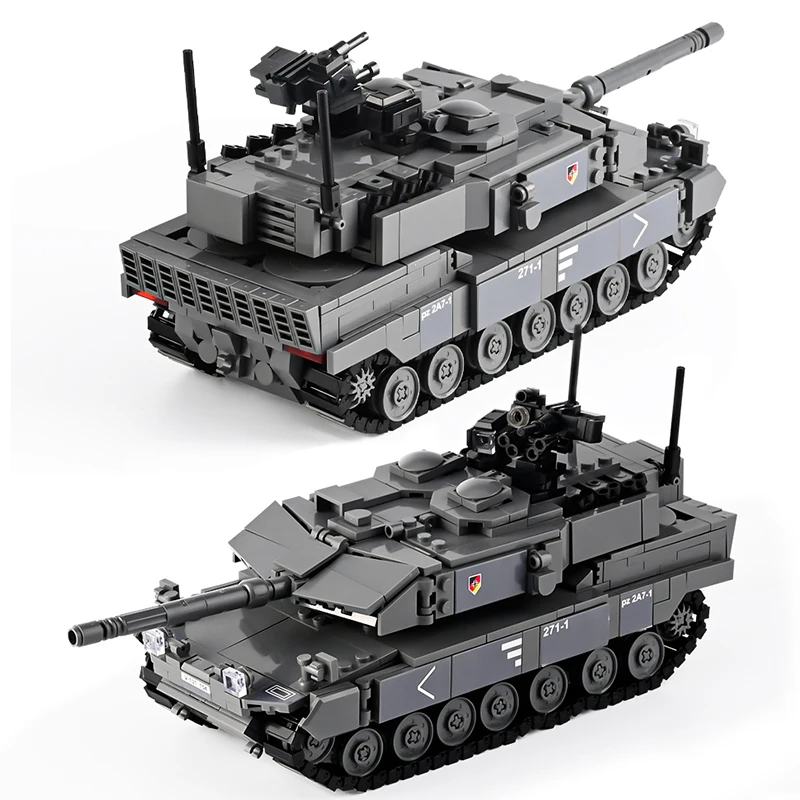 

Military Tanks Challenger Leopard 2A7+ Main Battle Tank Soldier Police Building Blocks WW2 Bricks Army Kids Children toys Gifts