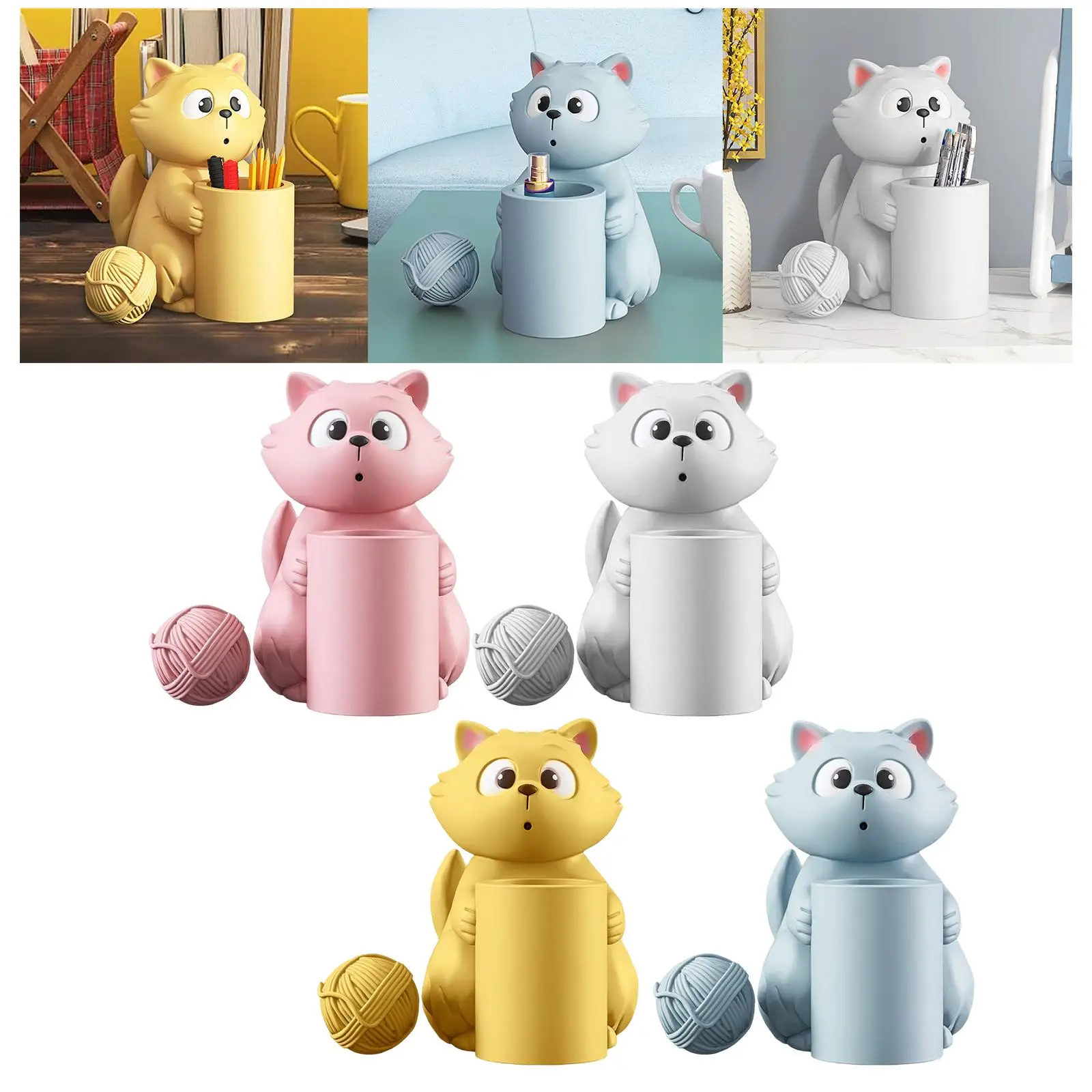 

Resin Pen Holder Organizer with Ball Home Decor Pencil Storage Bucket for Tabletop Birthday Gifts Makeup Brush Bathroom Office