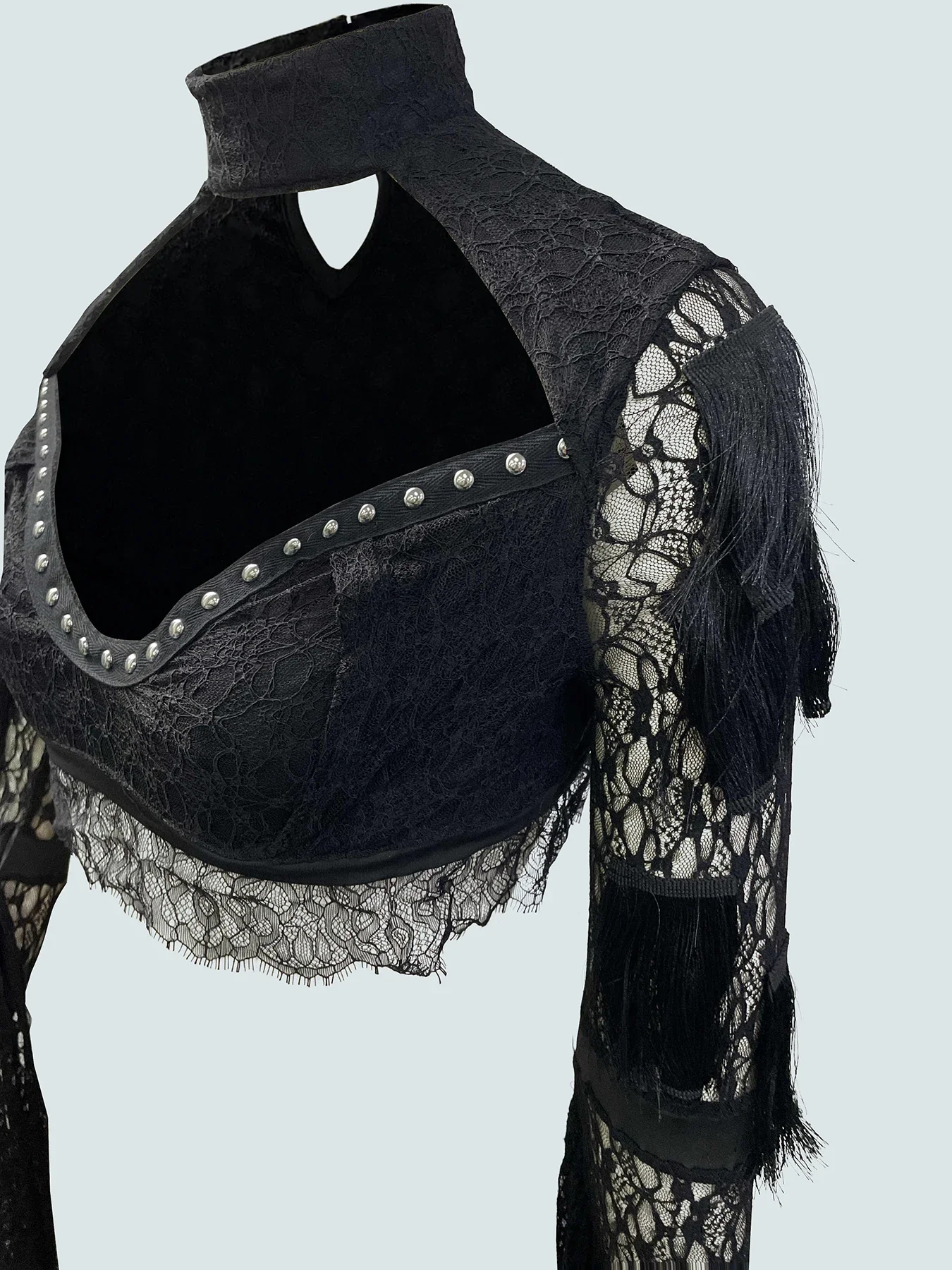 Модные женские готические топы рубашки темные кружевные рукава-трубы Harajuku