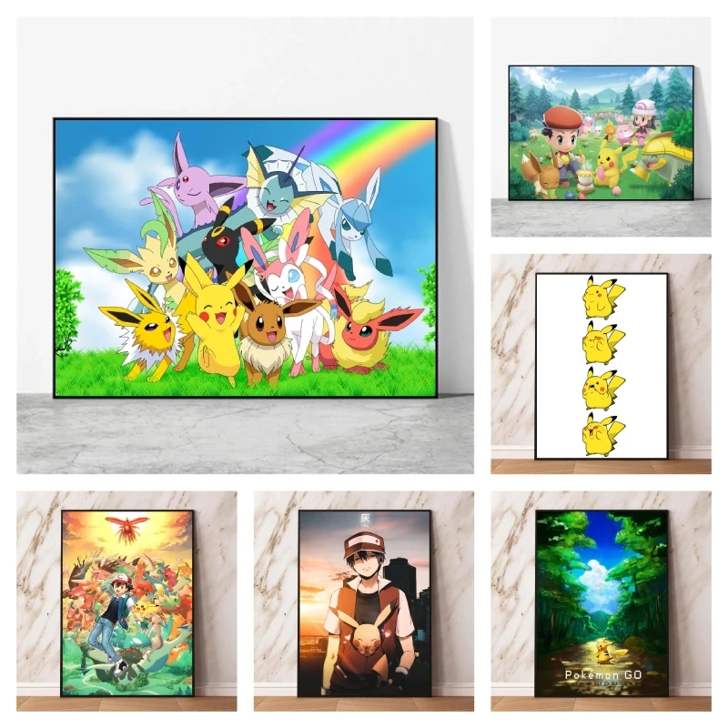 

Canvas Posters Pokemon Pikachu Eevee Picture Print Wall Cuadros Best Gift Comics Pictures Decoration Paintings