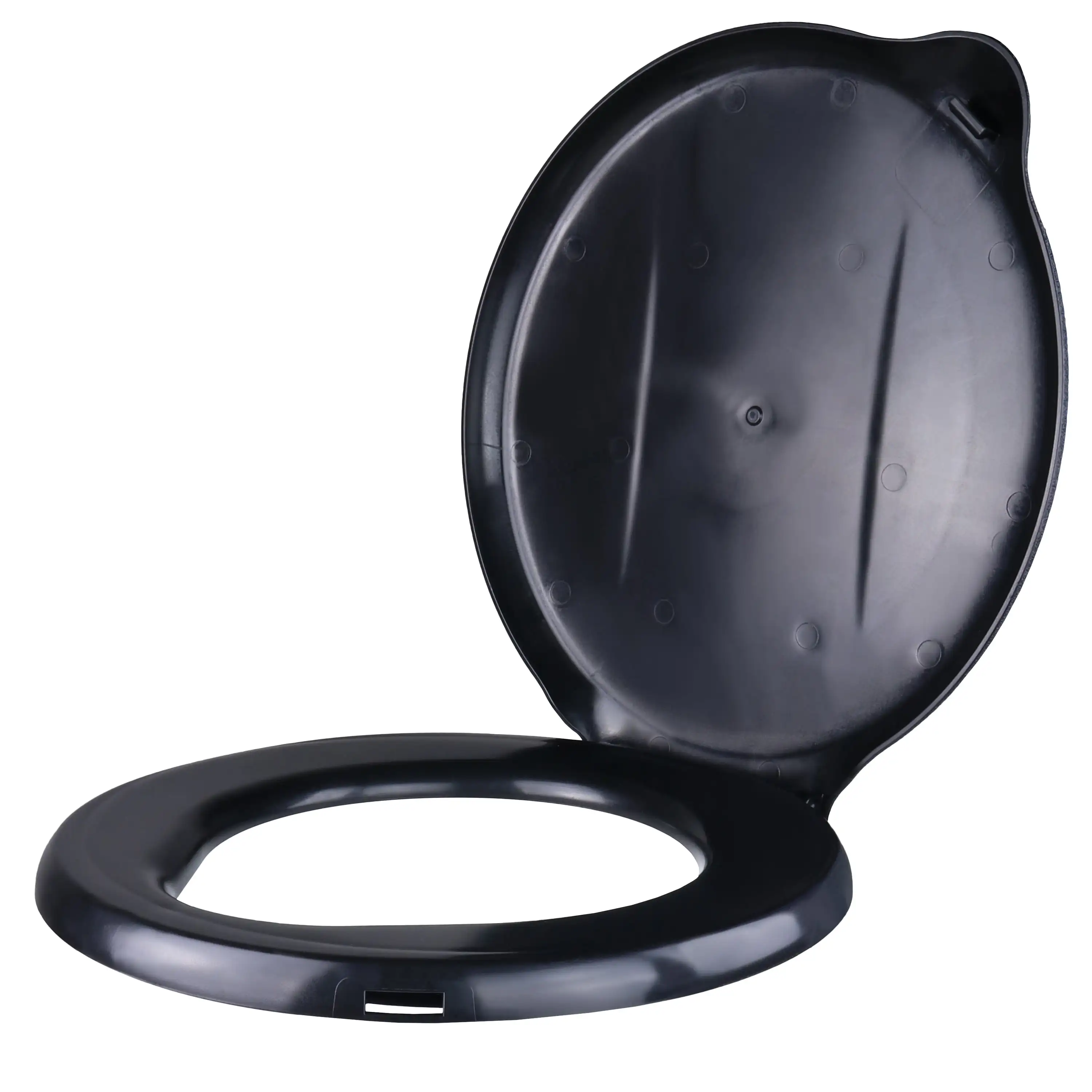 

Portable Outdoor Snap on Toilet Seat Cover with Folding Lid, Black