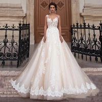 champagne ball gowns wedding dress 3 d flowers sheer scoop neckline applique lace illusion back bridal dress vestidos de novia