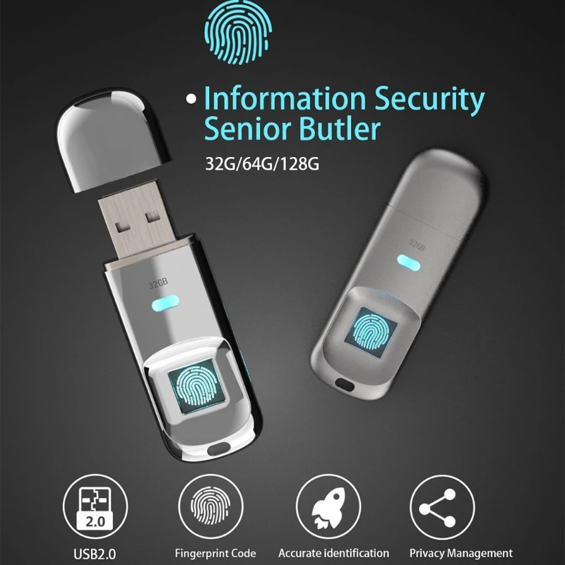 

Portable Fingerprint Encryption Code U Disk Flash Drive 32G/64G/128G USB2.0 High Speed Drive Storage Memory Key USB K1KF