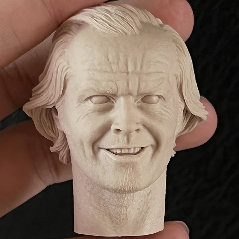 

White Model 1/6 Scale Shining Custom Jack Nicholson Head Sculpture Unpainted Blank Head Carving Fit 12" Action Figure Toys